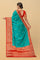 TEAL and RED FLORAL BUTTIS VISCOSE Saree with BANARASI FANCY