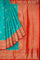 TEAL and RED FLORAL BUTTIS VISCOSE Saree with BANARASI FANCY