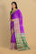 PURPLE and DARK GREEN FLORAL JAAL SILK Saree with BANARASI FANCY