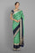 SEA GREEN and NAVY BLUE JAAL WARM SILK Saree with BANARASI FANCY