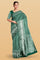 DARK GREEN and SILVER JAAL SILK Saree with BANARASI FANCY