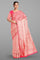 PINK and SILVER CHECKS AND BUTTIS SILK Saree with BANARASI FANCY