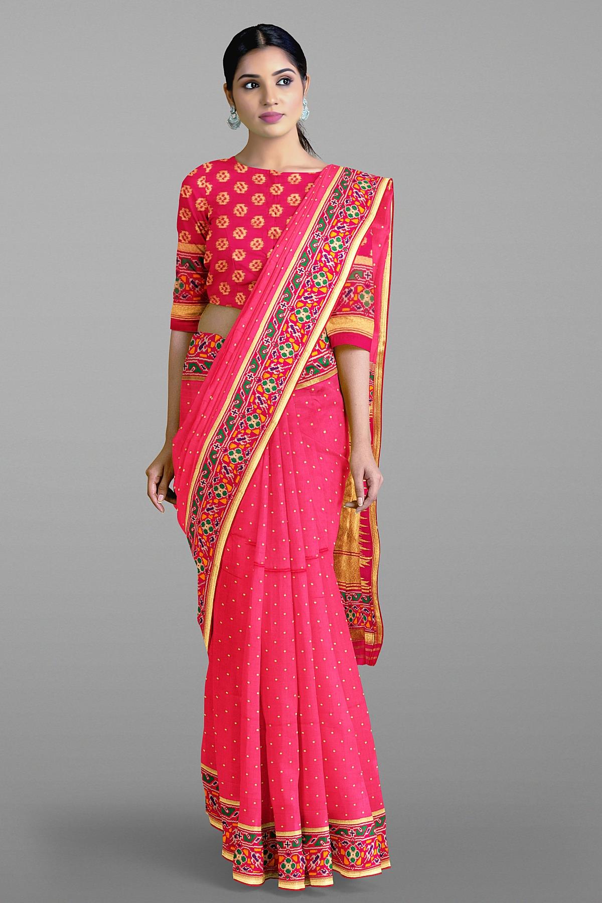 PINK and MAGENTA BUTTIS SILK Saree with BANARASI