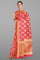 PINK and GOLD FLORAL JAAL SILK Saree with BANARASI