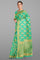 SEA GREEN and GOLD FLORAL JAAL SILK Saree with BANARASI