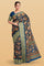 NAVY BLUE and DARK BLUE FLORALS SILK Saree with FANCY