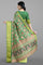 LIGHT OLIVE GREEN and MULTI FLORALS SILK Saree with FANCY