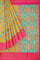 MUSTARD and DARK PINK FLORALS SILK Saree with FANCY