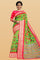 LIGHT GREEN and LIGHT PINK FLORALS SILK Saree with FANCY