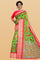 LIGHT GREEN and LIGHT PINK FLORALS SILK Saree with FANCY