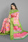 LIGHT PINK and GREEN FLORALS SILK Saree with FANCY