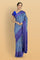 LIGHT BLUE and ROYAL BLUE FLORAL JAAL SILK Saree with FANCY