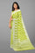 LIME GREEN and SILVER FLORAL JAAL CHIFFON Saree with BANARASI FANCY