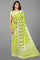 LIME GREEN and SILVER FLORAL JAAL CHIFFON Saree with BANARASI FANCY