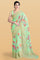 LIGHT GREEN and GOLD FLORALS JUTE Saree with FANCY