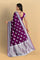 DARK PURPLE and SILVER BIRDS FIGURE WEAVING SILK Saree with FANCY