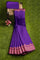 PURPLE and GOLD PLAIN SILK BLEND Saree with SEMI PATTU