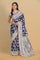 NAVY BLUE and GOLD FLORALS SILK BLEND Saree with SEMI PATTU