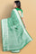 GREEN and SILVER FLORAL JAAL SILK BLEND Saree with SEMI PATTU