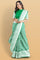 GREEN and SILVER FLORAL JAAL SILK BLEND Saree with SEMI PATTU