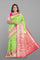 LIGHT GREEN and LIGHT PINK FLORAL JAAL SILK BLEND Saree with SEMI PATTU
