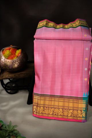 Gadwal Silk Rose Pink Saree