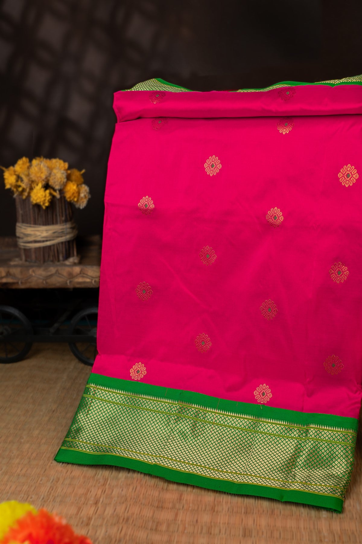 Paithani Silk Buttis Pink Saree