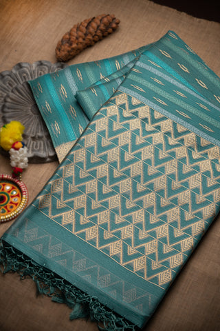 Banarasi Fancy Kora Buttis Sky Blue Saree