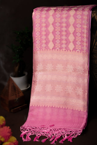 Designer Kora Salmon Pink Saree