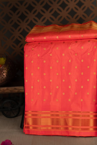 Gadwal Silk Peach Orange Saree