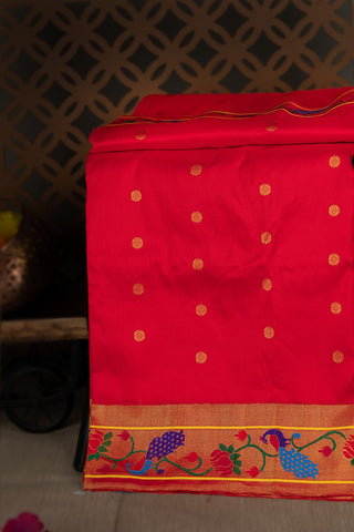 Paithani Silk Red Saree