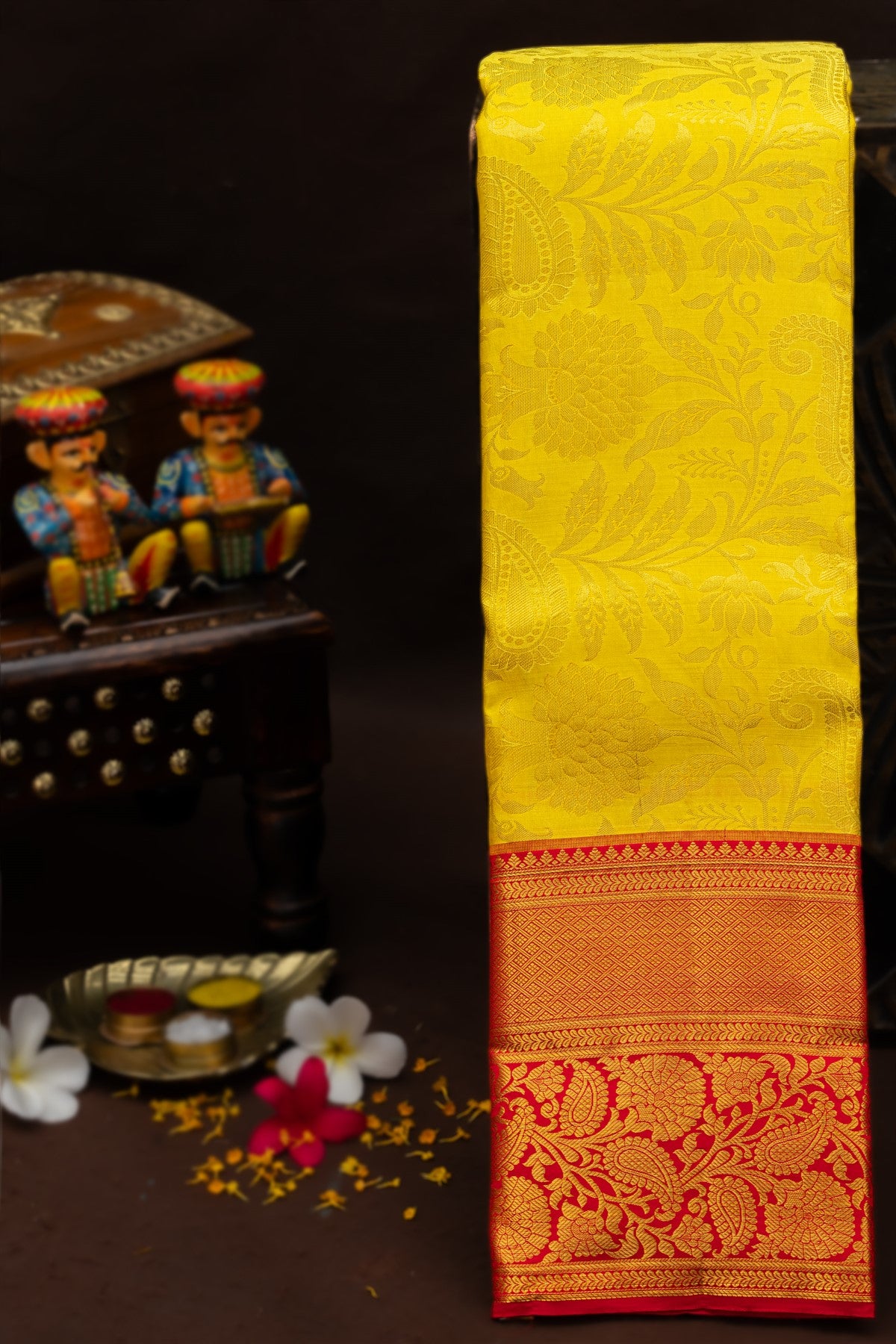 Kancheepuram Silk Yellow Saree