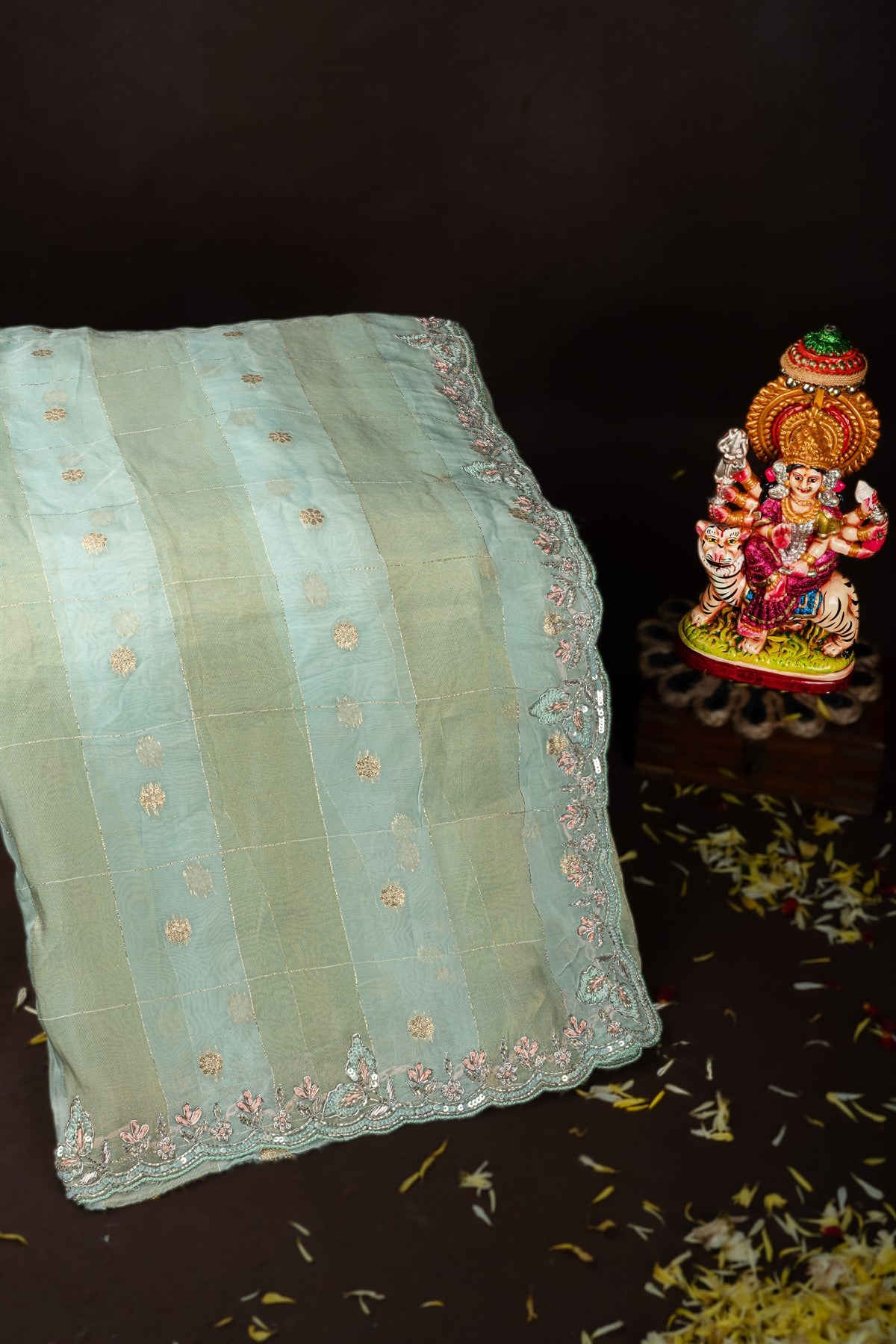 Designer Georgette Sea Blue Saree