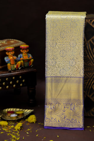 Kancheepuram Silk Gold And Light Blue Saree