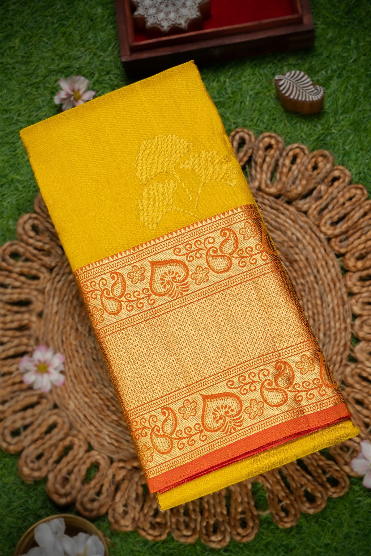 Coimbatore Silk Gold Yellow Saree