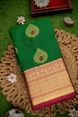 Coimbatore Silk Bottle Green Saree