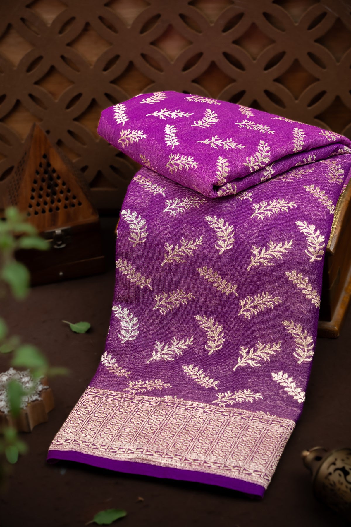 Designer Tussar Purple Saree