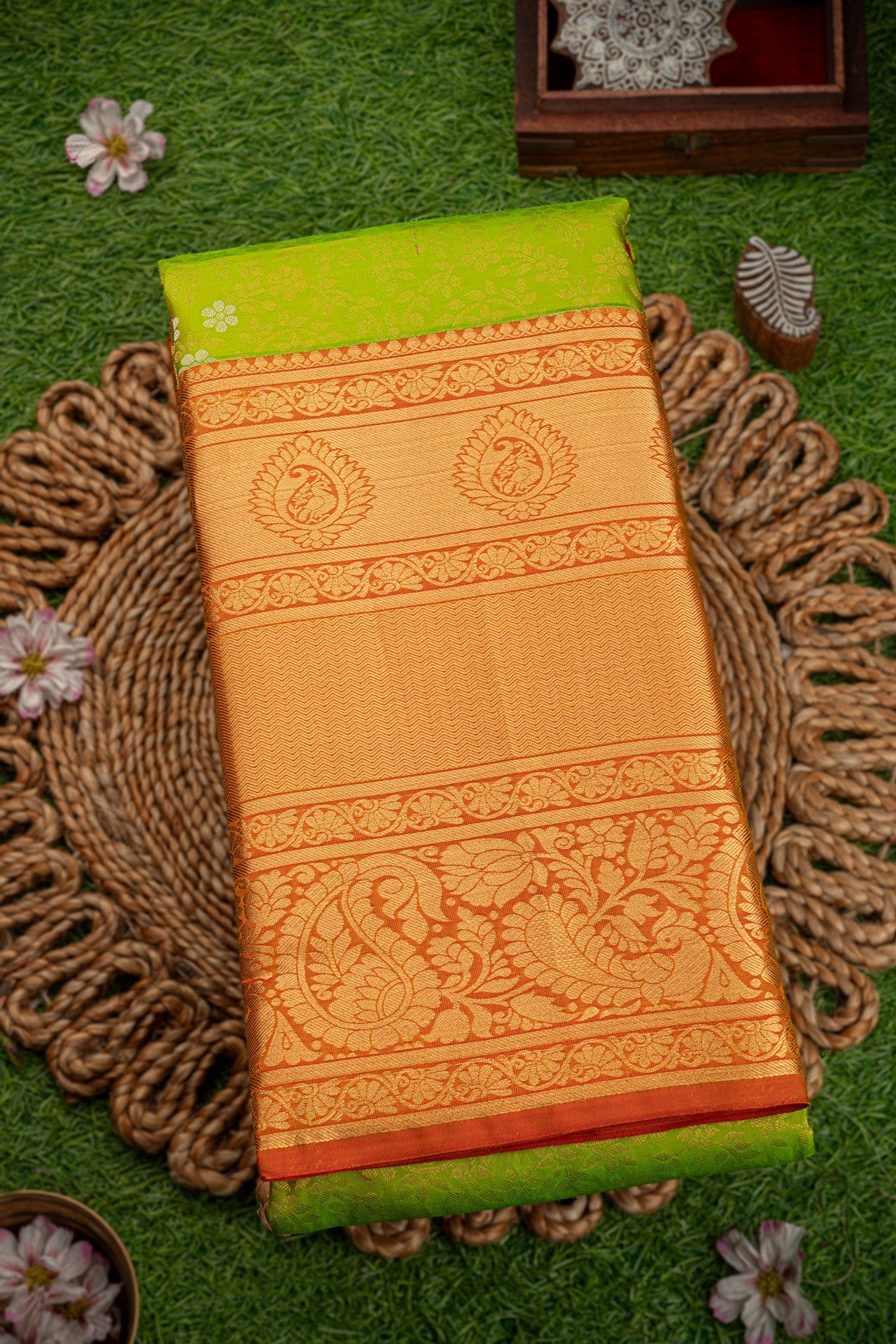 Coimbatore Silk Parrot Green Saree