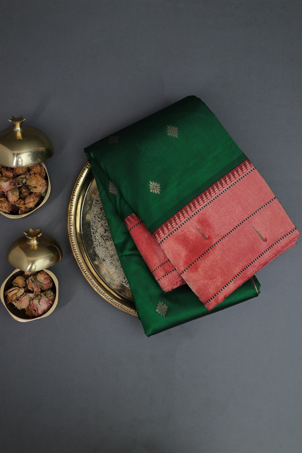 Paithani Silk Dark Green Saree