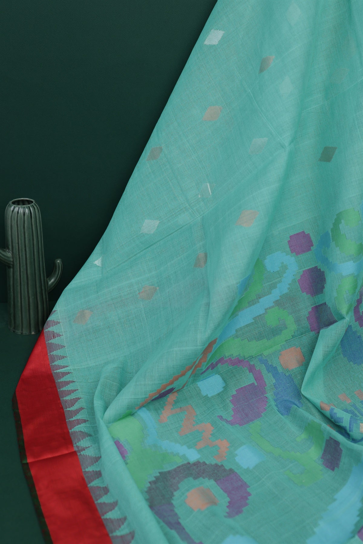 Khaadi Cotton Sea Green Saree