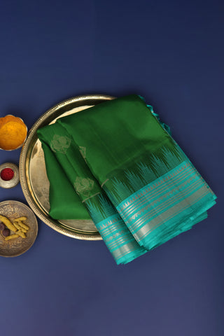 Kuppadam Silk Bottle Green Saree