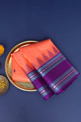 Kancheepuram Silk Coral Saree