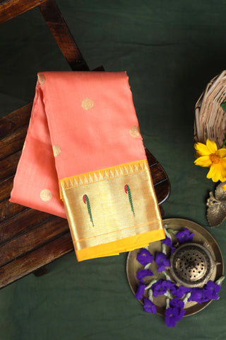 Venkatagiri Silk Peach Saree