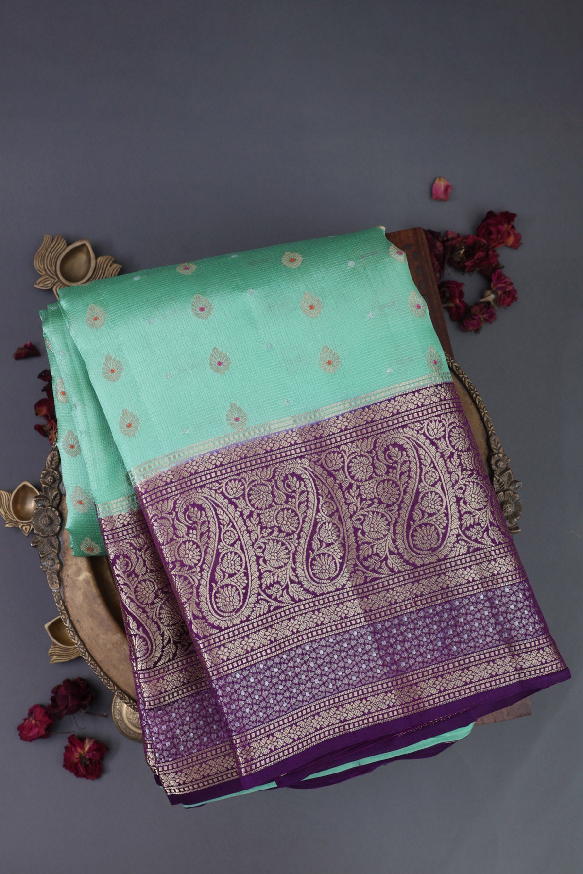 Matka Silk Sea Green Saree