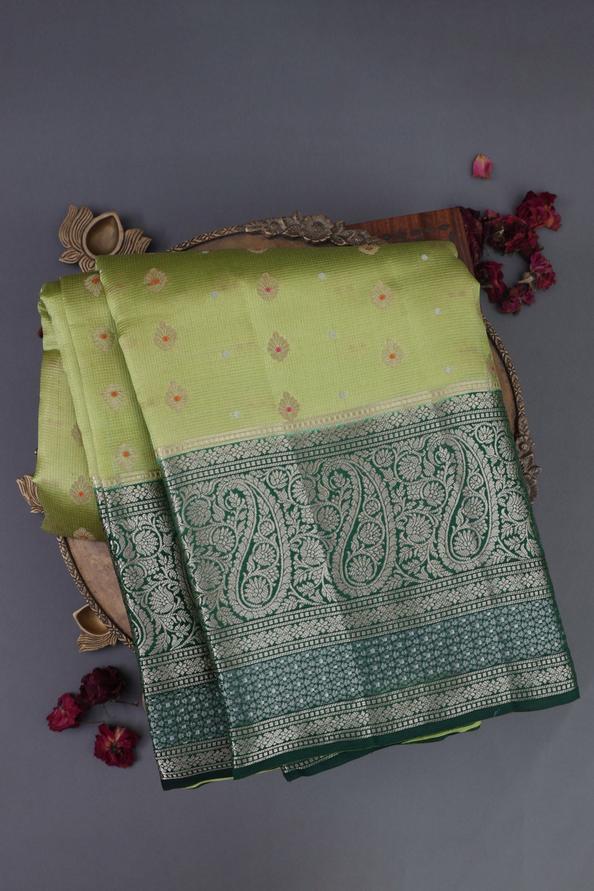 Matka Silk Parrot Green Saree