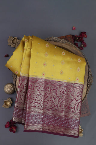 Matka Silk Yellow Saree