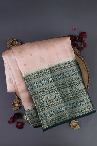 Matka Silk Peach Saree