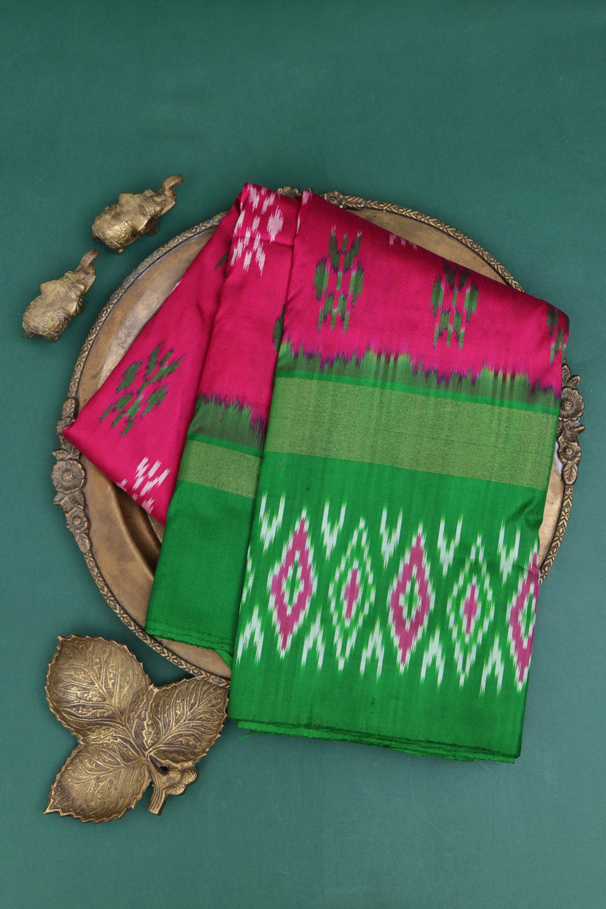 Ikat Silk Pink Saree