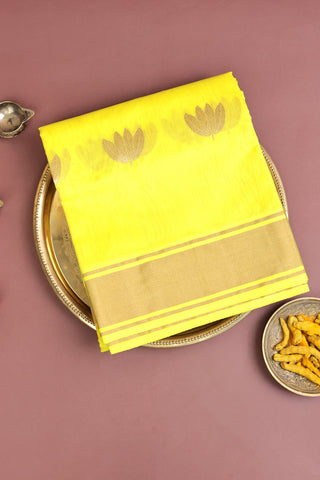 Chanderi Sico Yellow Saree