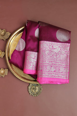 Venkatagiri Silk Magenta Saree